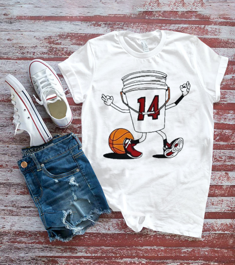 Basketball Bucket Character With Number 14 And Shoes T-Shirt