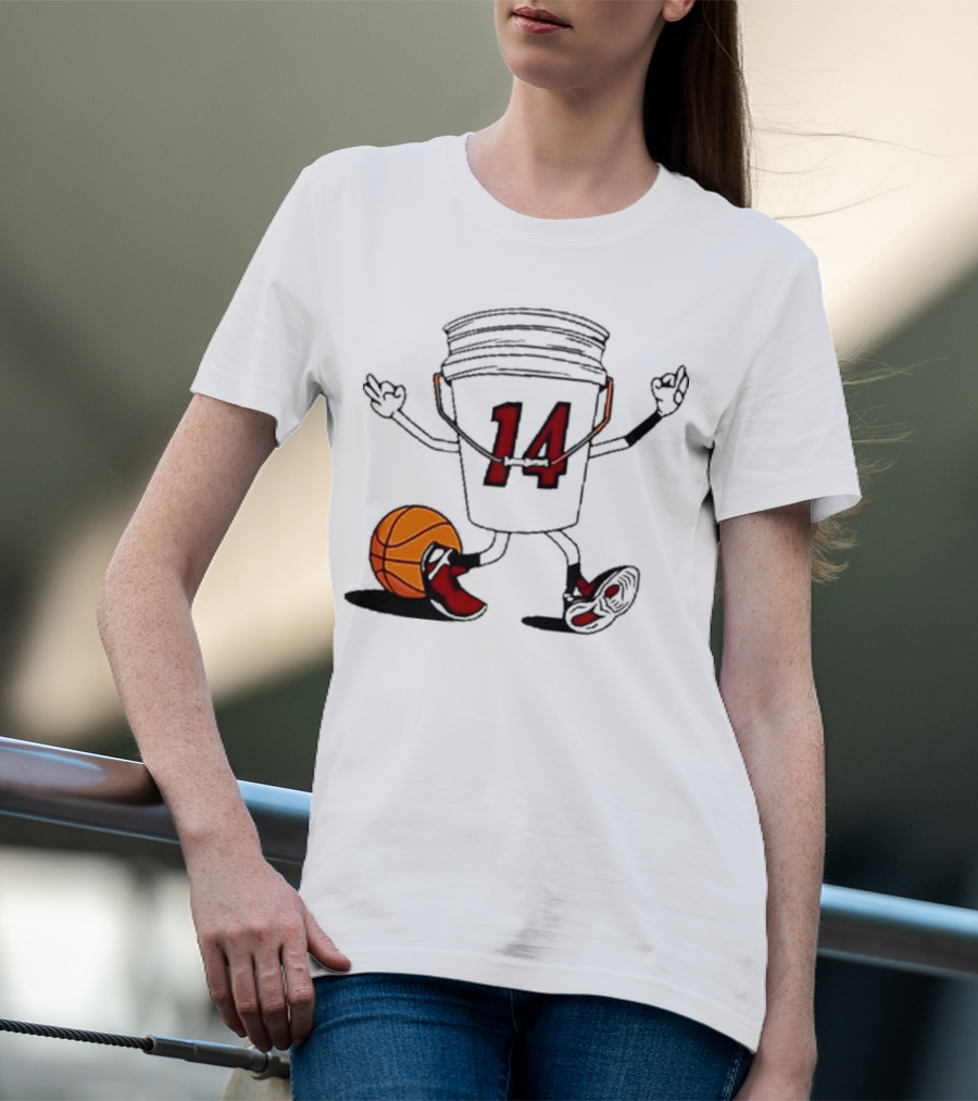 Basketball Bucket Character With Number 14 And Shoes T-Shirt