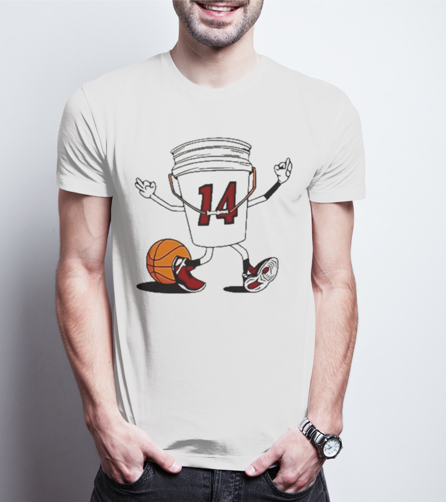 Basketball Bucket Character With Number 14 And Shoes T-Shirt
