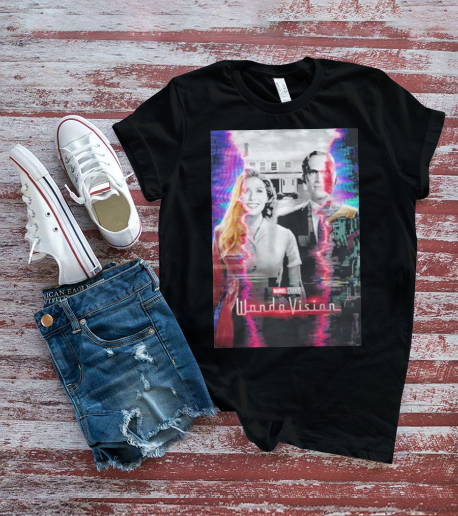 Marvel Studios WandaVision Colorful Glitch Effect Retro TV T-Shirt