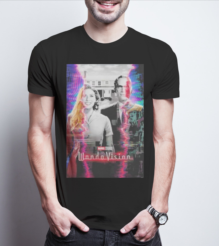 Marvel Studios WandaVision Colorful Glitch Effect Retro TV T-Shirt
