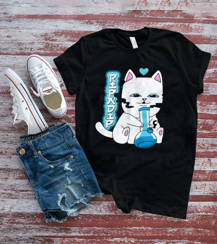 Ripndip Clothing Cat With Bong And Heart Motif T-Shirt