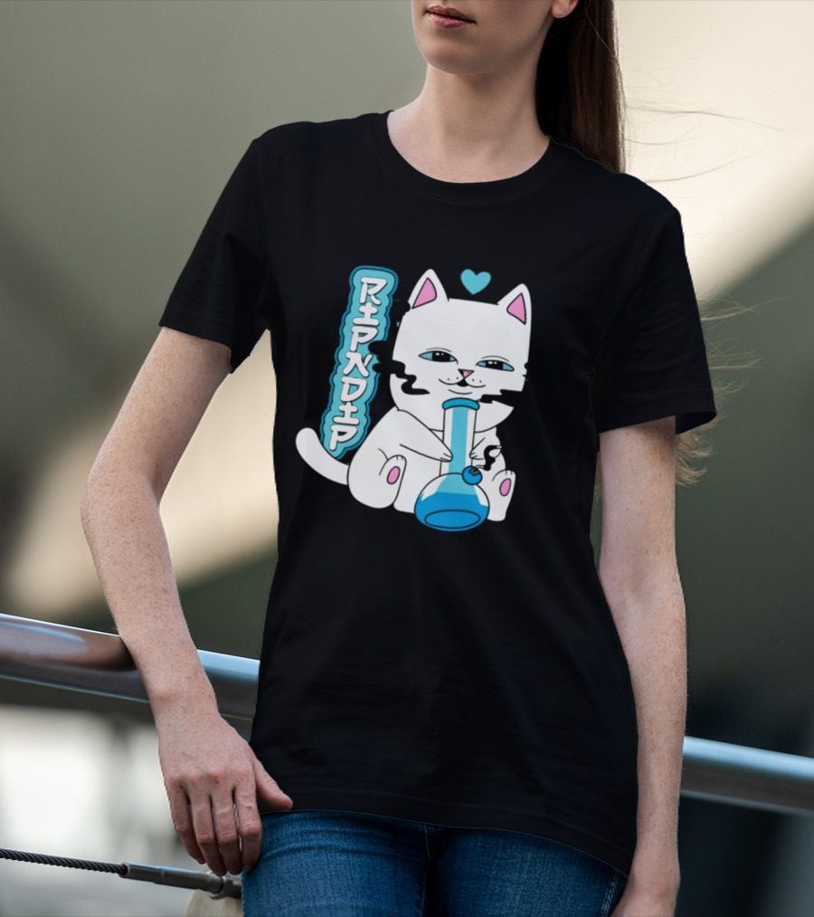 Ripndip Clothing Cat With Bong And Heart Motif T-Shirt
