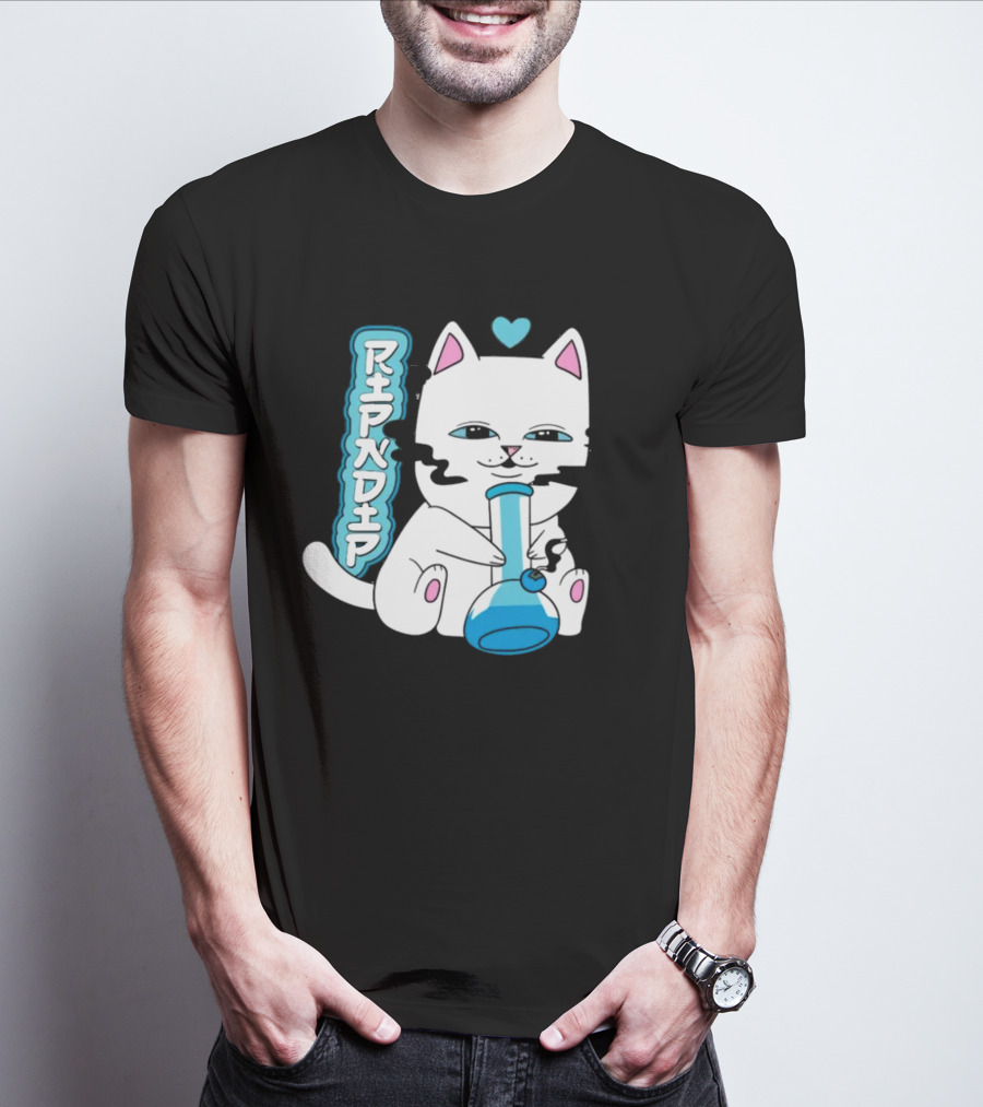 Ripndip Clothing Cat With Bong And Heart Motif T-Shirt