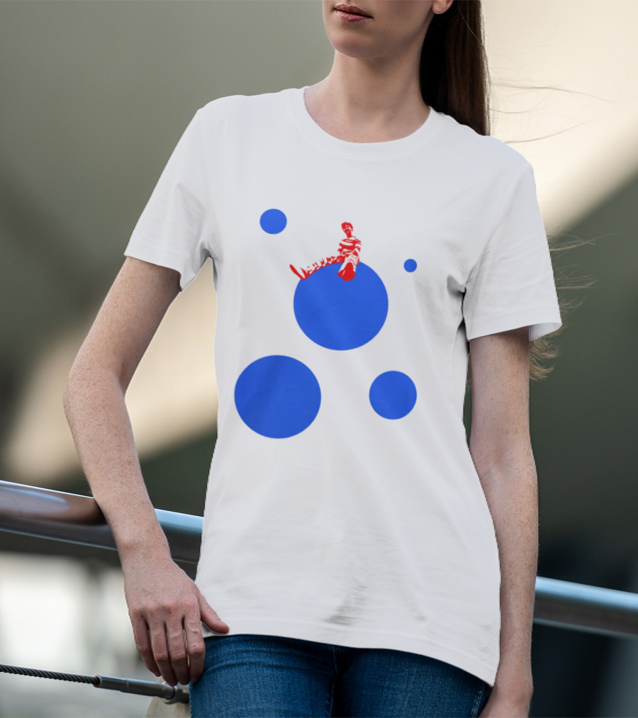Harry's Styles Merch Red Figure Blue Polka Dot T-Shirt