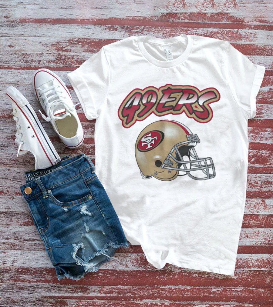 49ers SF Gold Helmet Red Outline Toddler Grey Huddle Up T-Shirt