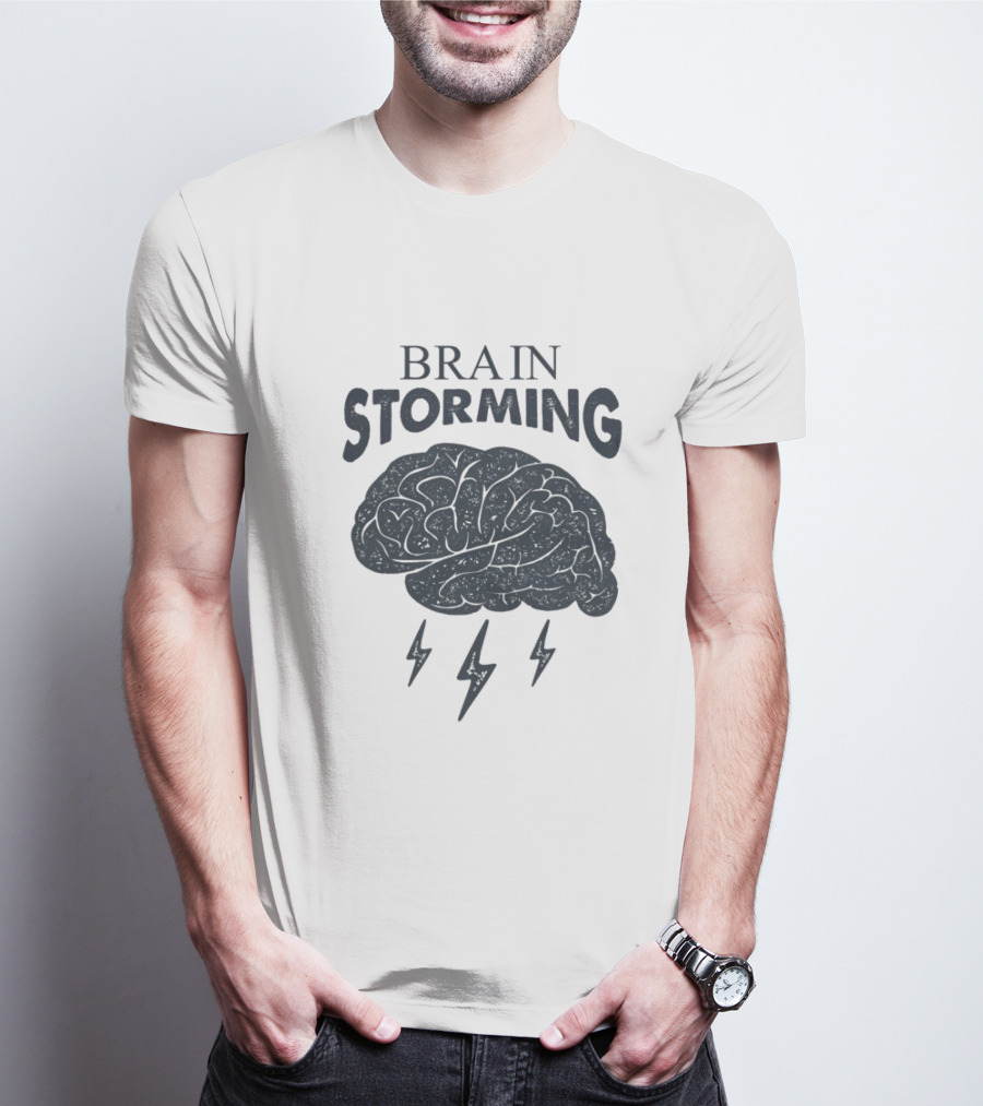 BRAIN STORMING Brain With Lightning Bolts T-Shirt