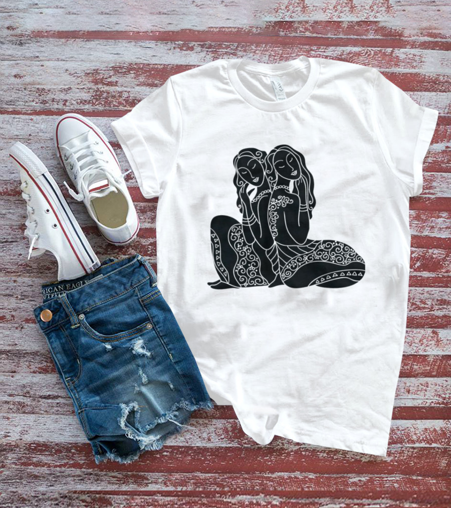 Gemini Zodiac Twins Sitting Embrace T-Shirt