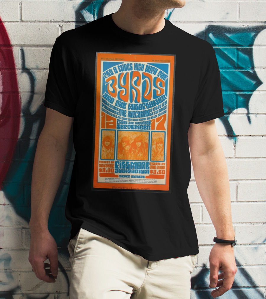 Bill Graham Presents Byrds And Wildflower September 1966 Fillmore Auditorium San Francisco T-Shirt