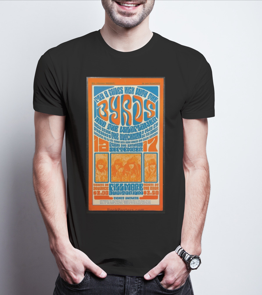 Bill Graham Presents Byrds And Wildflower September 1966 Fillmore Auditorium San Francisco T-Shirt