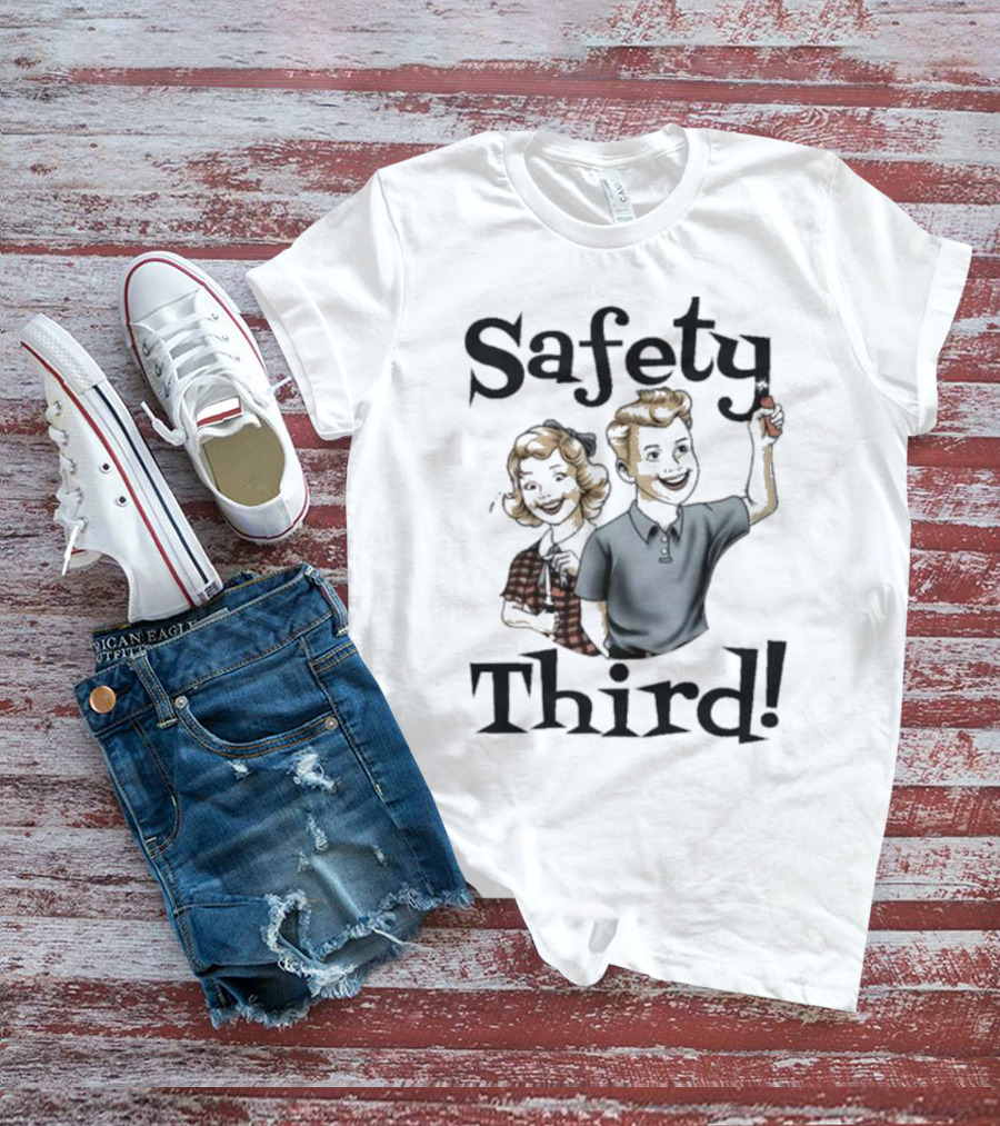 Safety Third Kid Retro Style Humor T-Shirt
