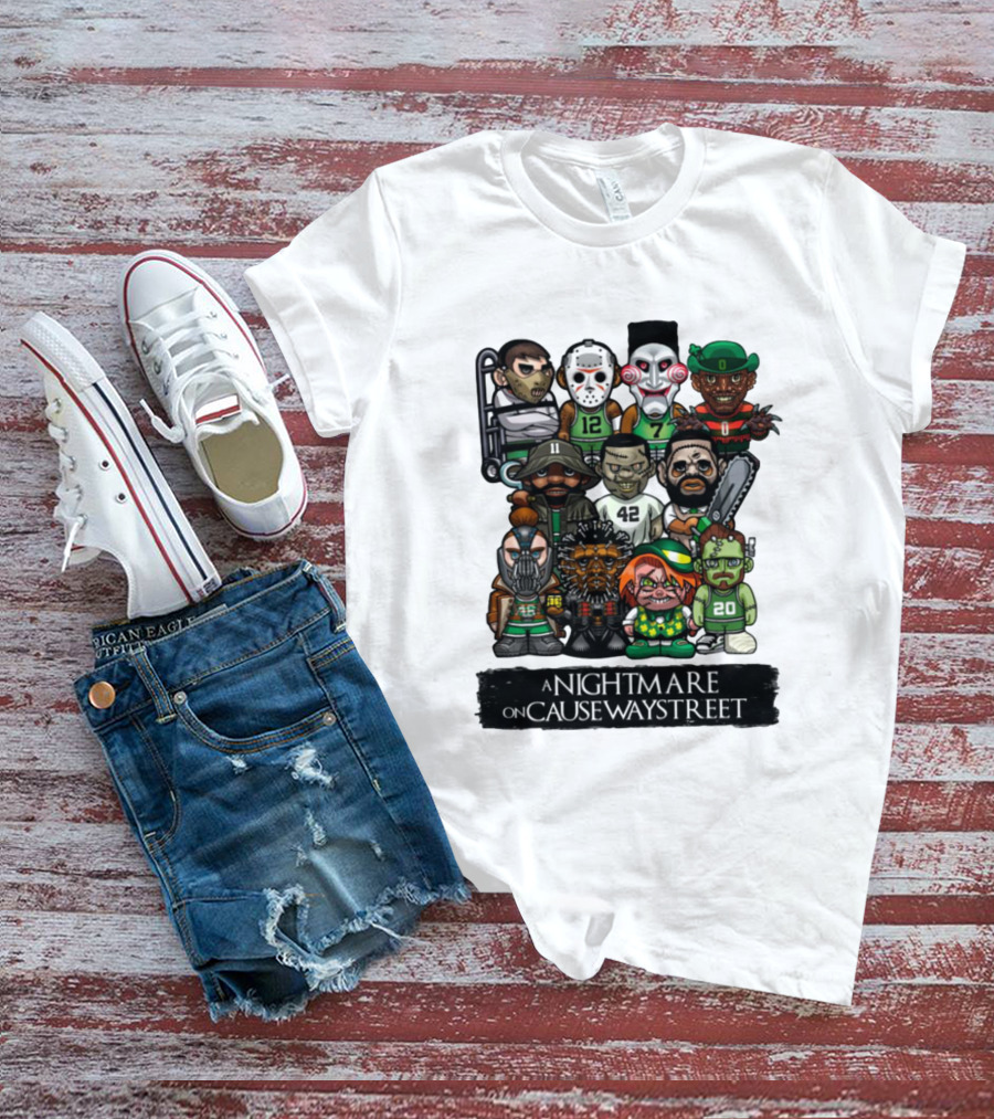 A Nightmare On Causeway Street With Horror Characters And Sports Themes T-Shirt
