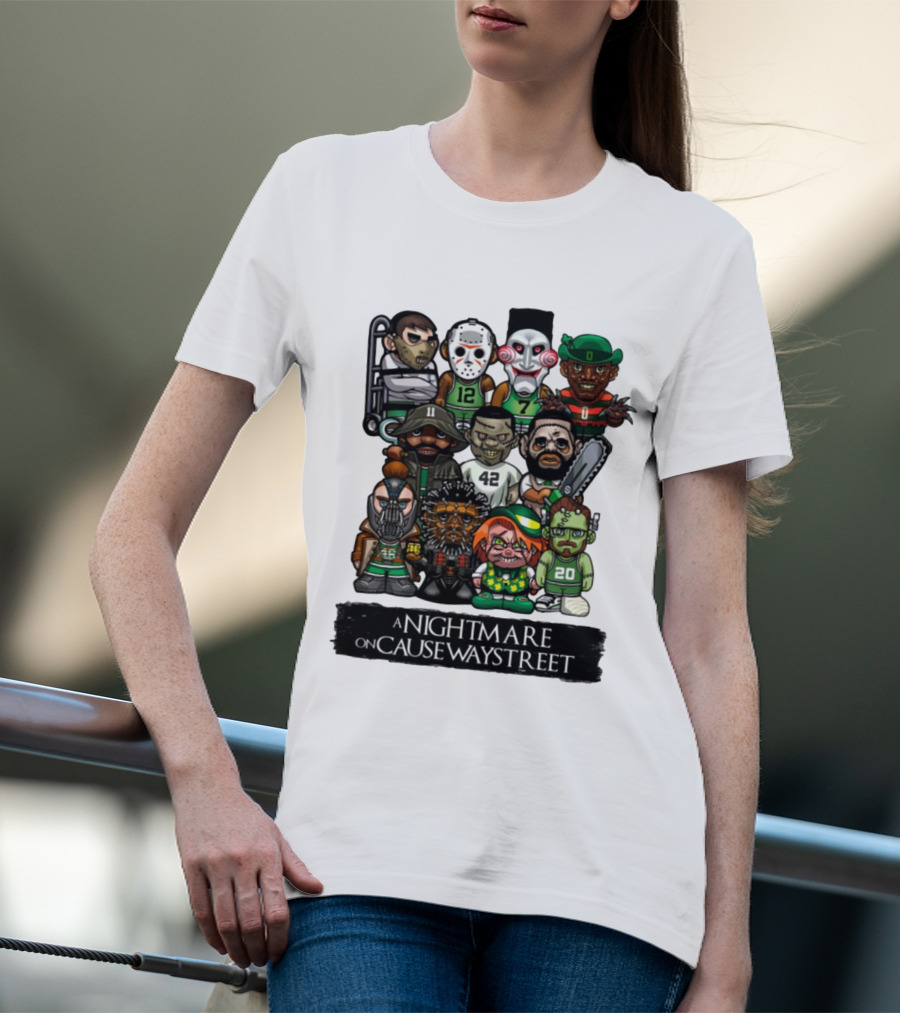 A Nightmare On Causeway Street With Horror Characters And Sports Themes T-Shirt