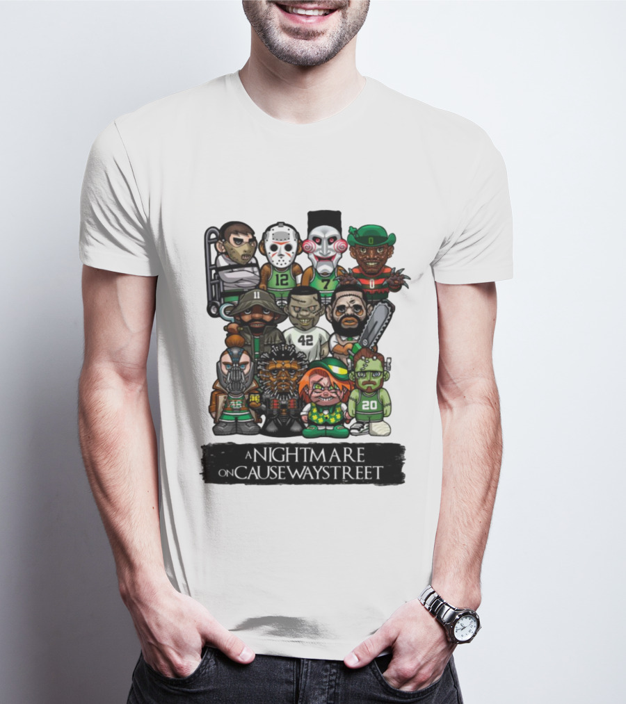 A Nightmare On Causeway Street With Horror Characters And Sports Themes T-Shirt