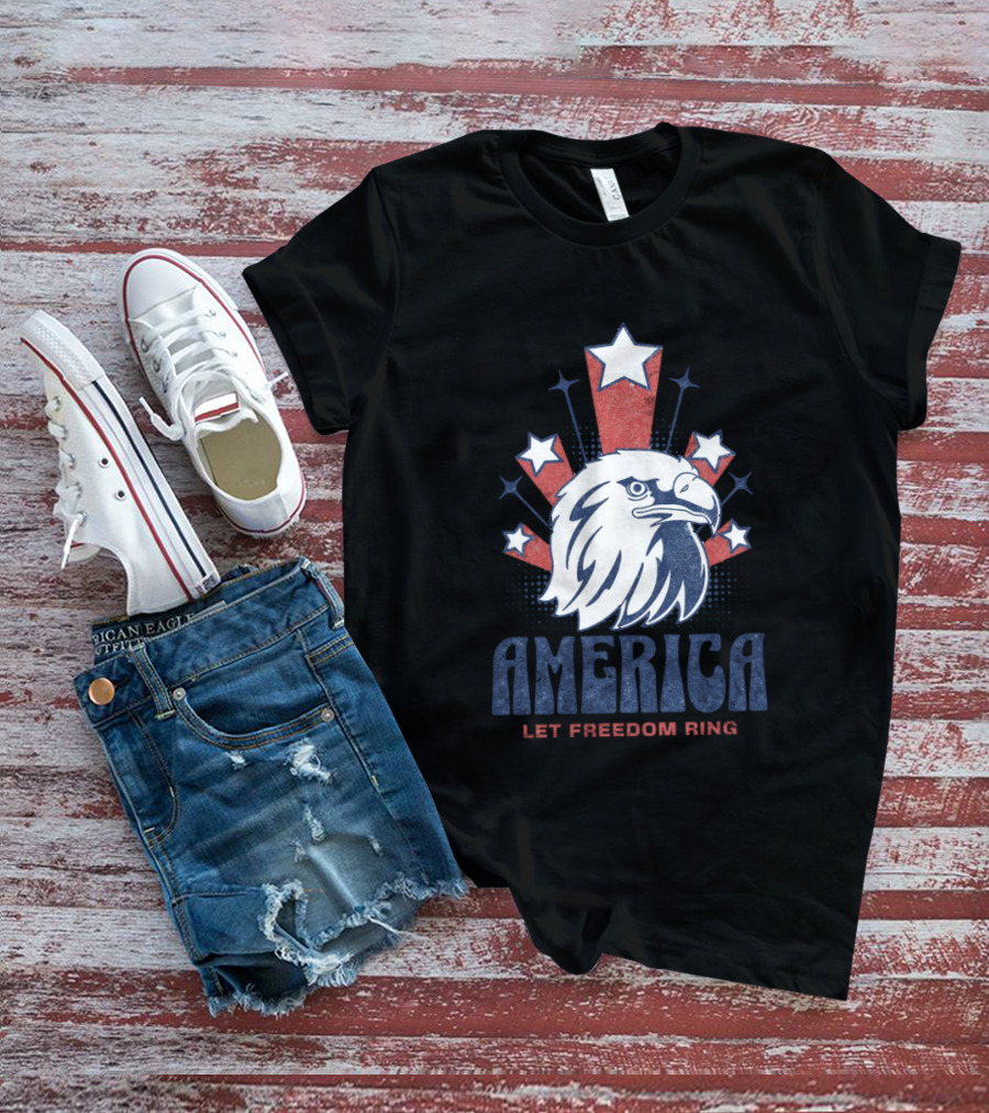 America Let Freedom Ring Bald Eagle Stars T-Shirt
