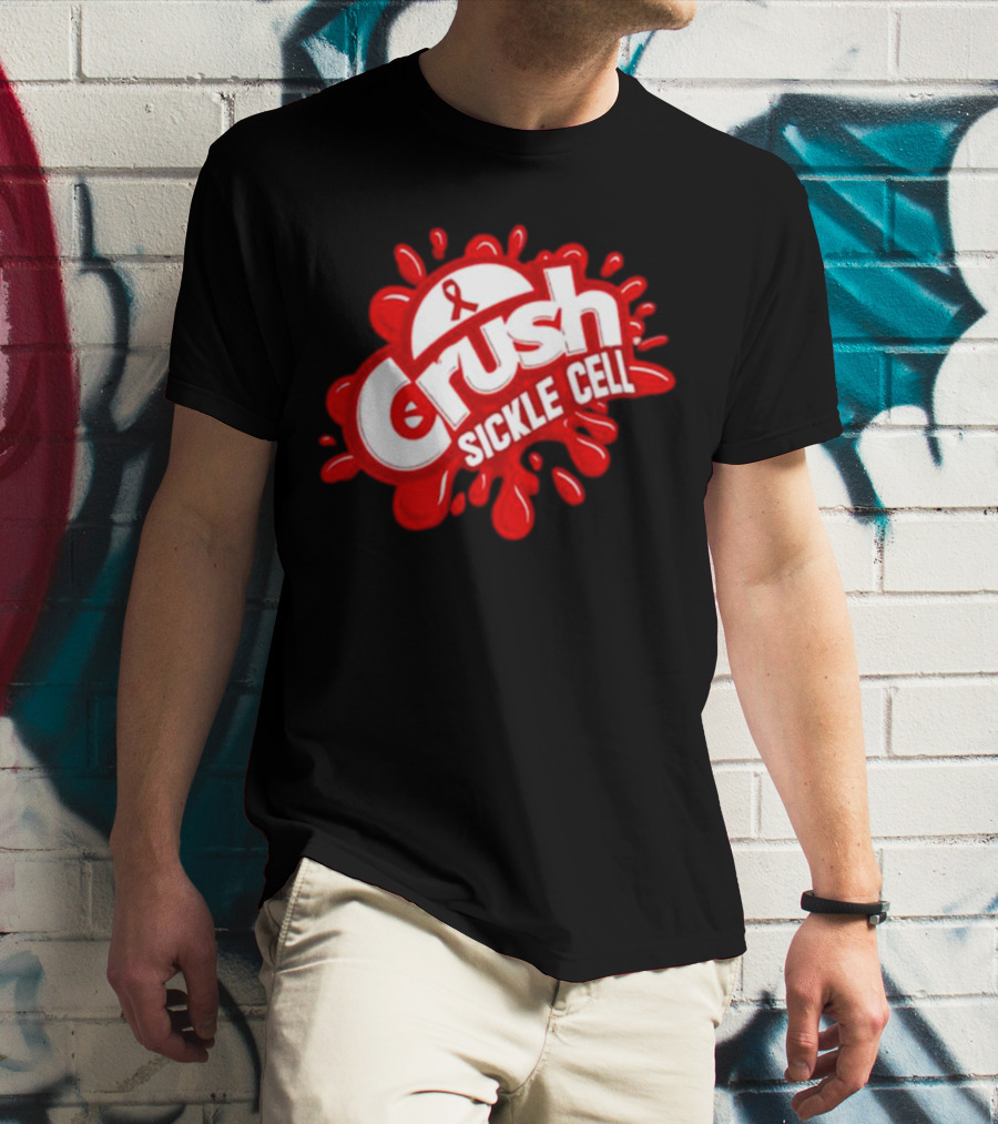 Crush Sickle Cell Awareness Red Ribbon T-Shirt