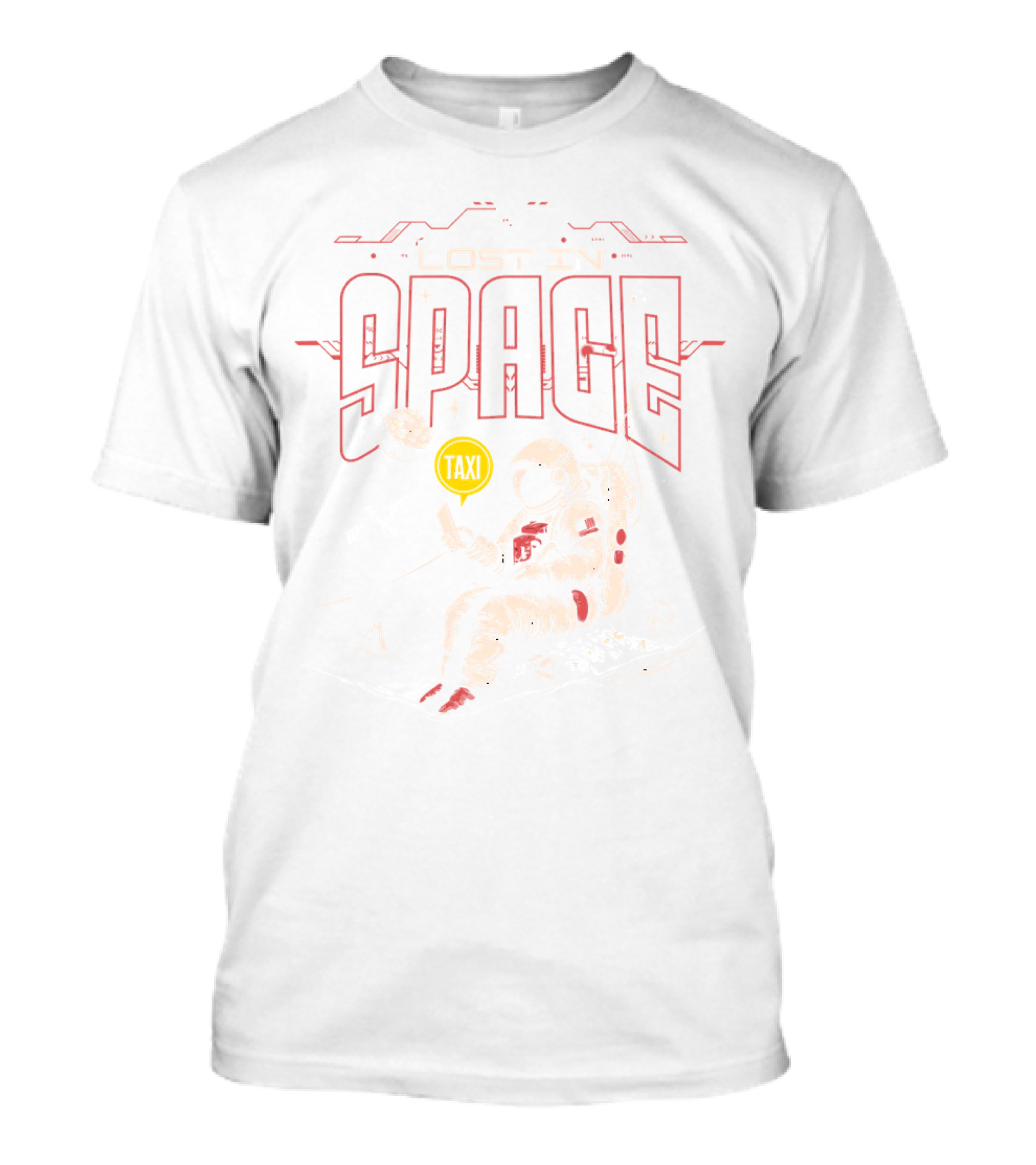 Lost In Space Astronaut With Taxi Sign And Moon T-Shirt
