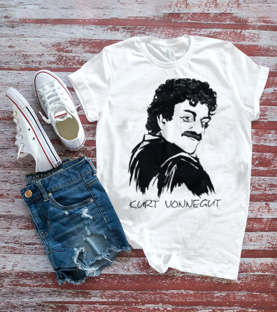 Kurt Vonnegut Black And White Stylized T-Shirt