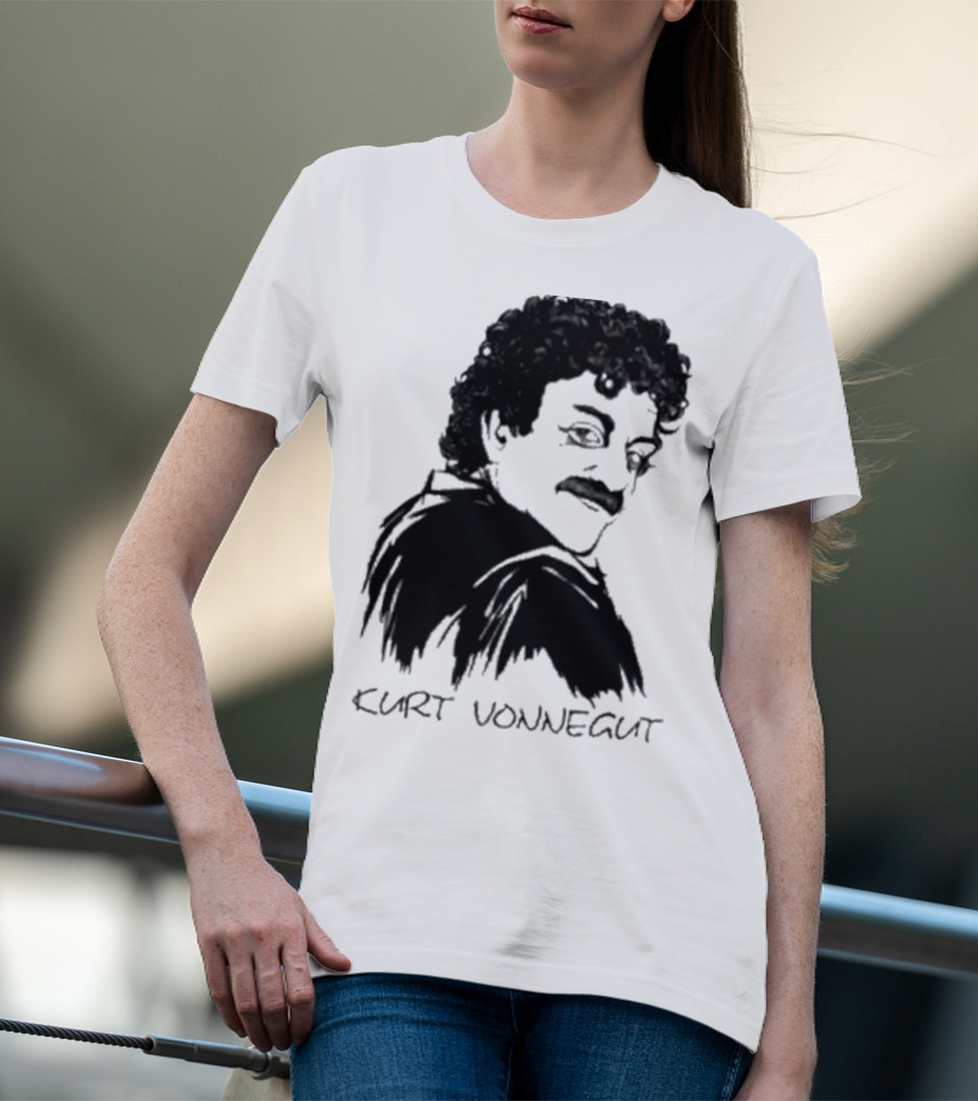 Kurt Vonnegut Black And White Stylized T-Shirt