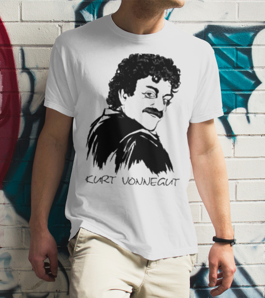 Kurt Vonnegut Black And White Stylized T-Shirt