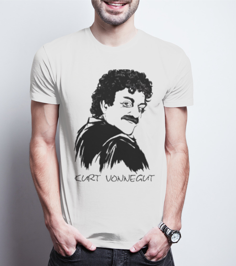 Kurt Vonnegut Black And White Stylized T-Shirt