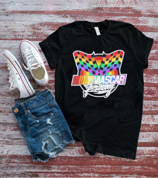 Yaascar Racing Rainbow Checkered Flag T-Shirt