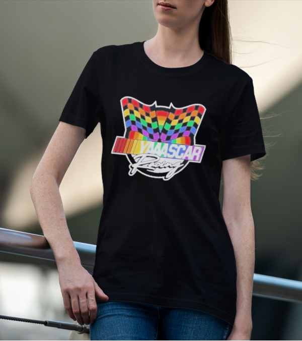 Yaascar Racing Rainbow Checkered Flag T-Shirt