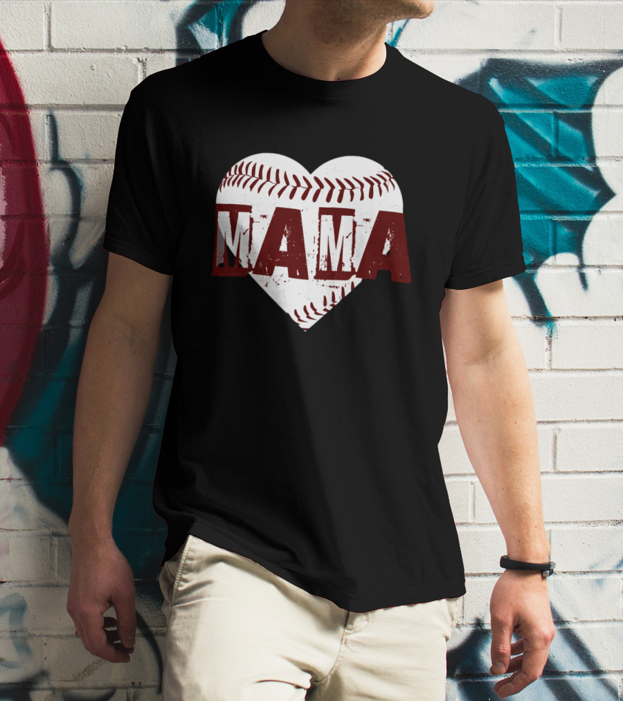 Baseball MAMA Heart Stitch纹 T-Shirt
