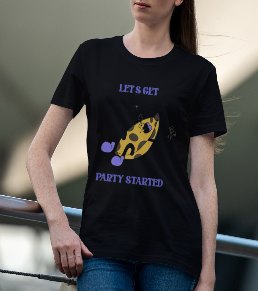 LET'S GET PARTY STARTED Vintage Cartoon Banana Music Fan Celebrating With Cigarette T-Shirt