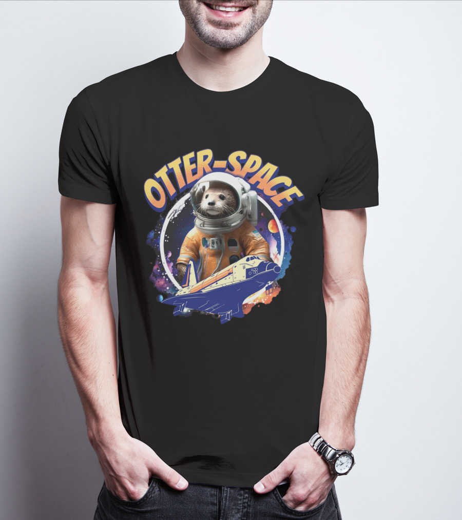 OTTER-SPACE Astronaut Otter In Space Shuttle Adventure T-Shirt