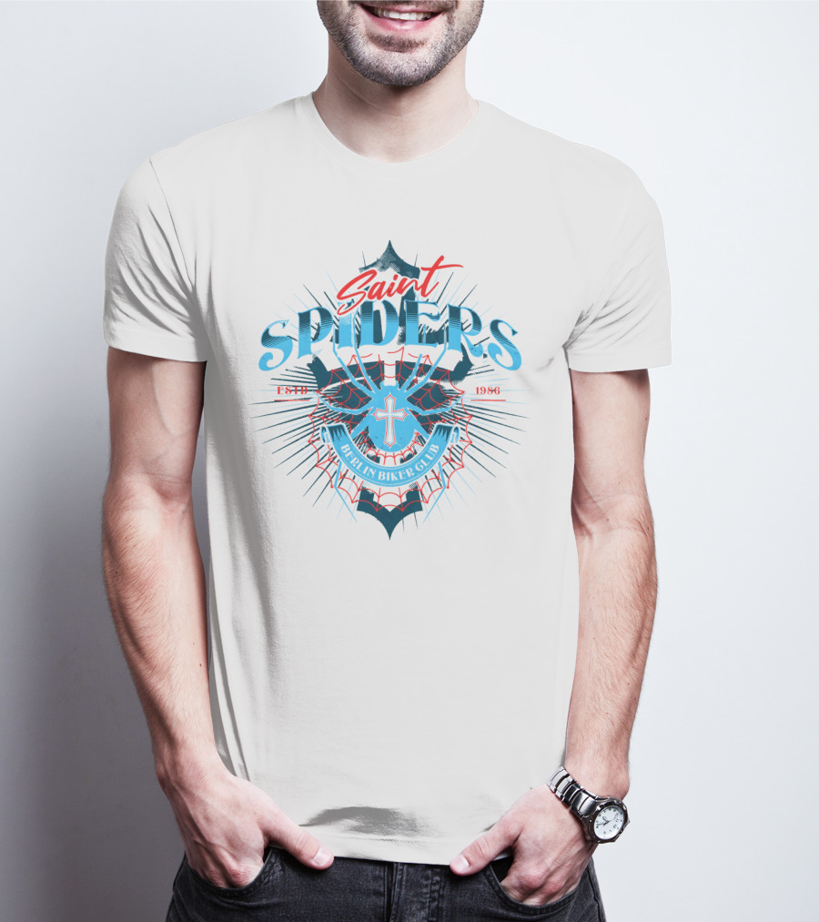 Saint Spiders Berlin Biker Club Estd 1986 Emblem T-Shirt