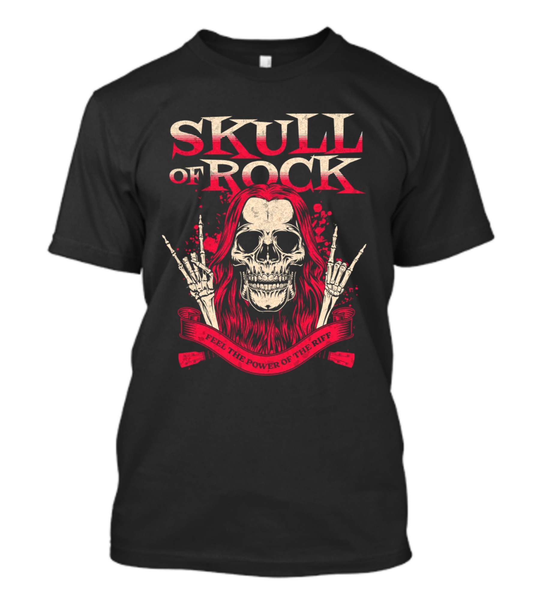 SKULL OF ROCK FEEL THE POWER OF THE RIFF T-Shirt