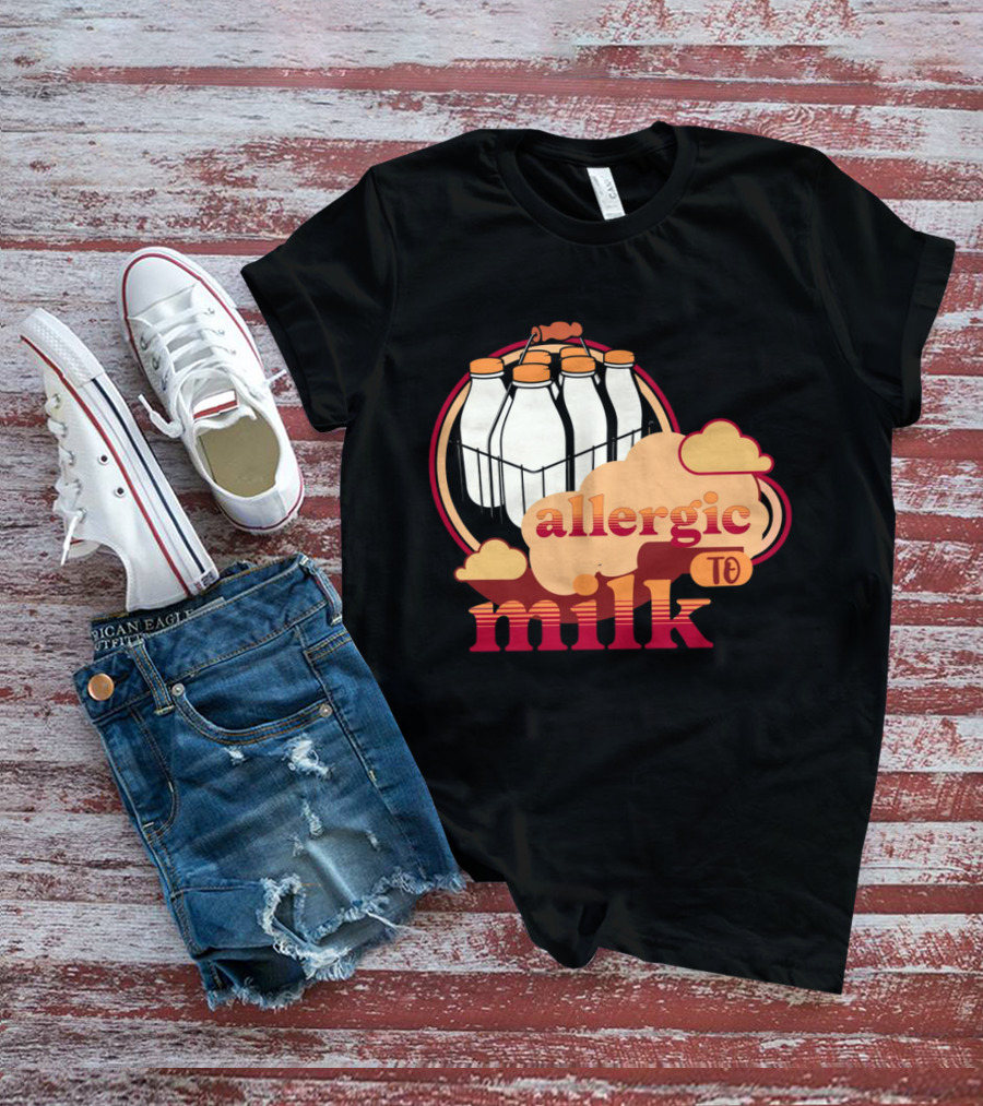 Allergic To Milk With Milk Bottles In T-Shirt