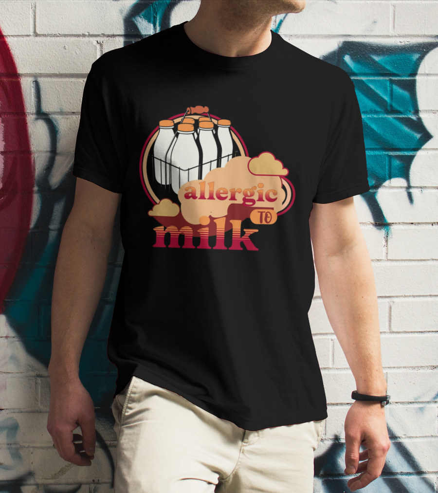 Allergic To Milk With Milk Bottles In T-Shirt