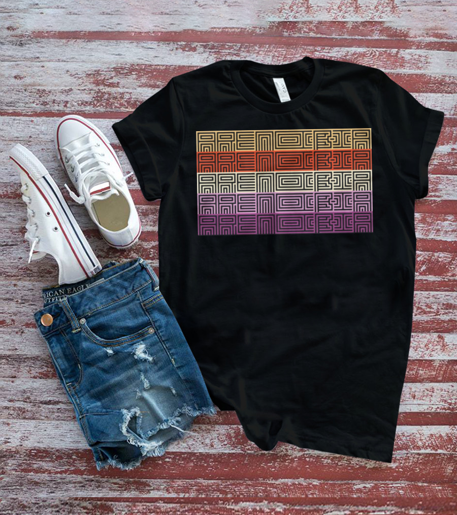 Arencibia Retro Geometric Pattern Text T-Shirt