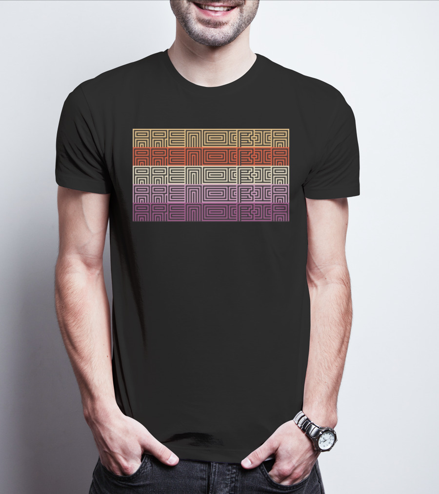 Arencibia Retro Geometric Pattern Text T-Shirt