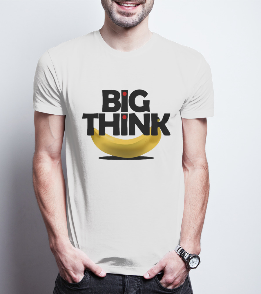 Big Think Black Text Yellow Banana Red Dots T-Shirt