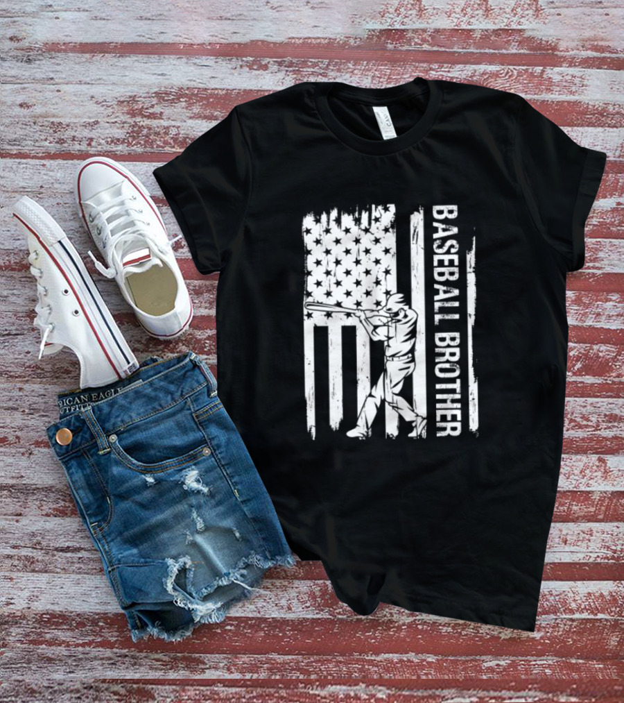 BASEBALL BROTHER USA FLAG CATCHER FATHER'S DAY T-Shirt