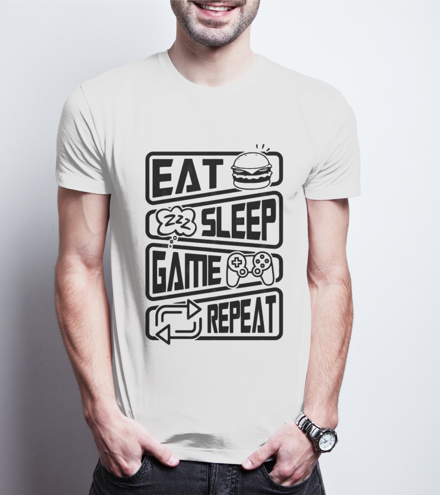 Eat Sleep Game Repeat Burger Controller Icons T-Shirt