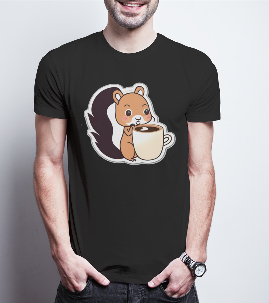 Happy Squirrel Coffee Hug T-Shirt