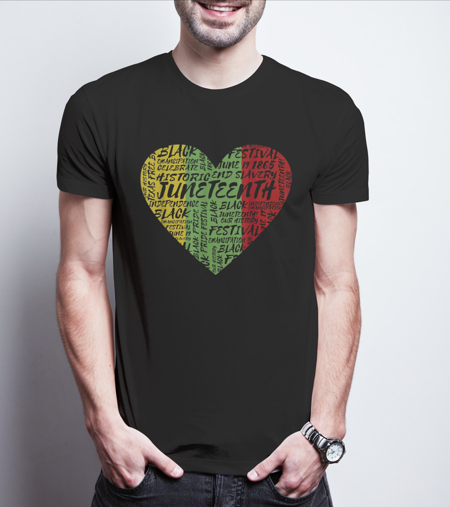 Juneteenth Heart Black Pride Emancipation Celebrate Independence 1865 Festival T-Shirt
