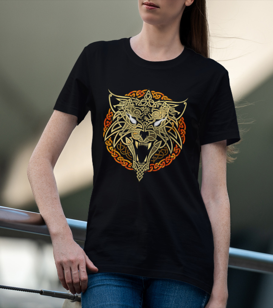 Wolf Fenrir Celtic Knotwork Intricate Symbolism T-Shirt