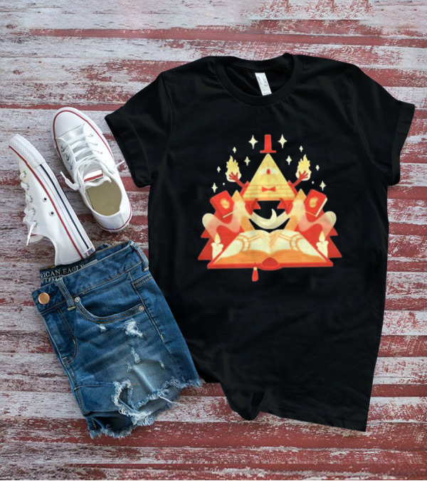 Bill Cipher Reding Book Gravity Falls Mystical Pyramid T-Shirt