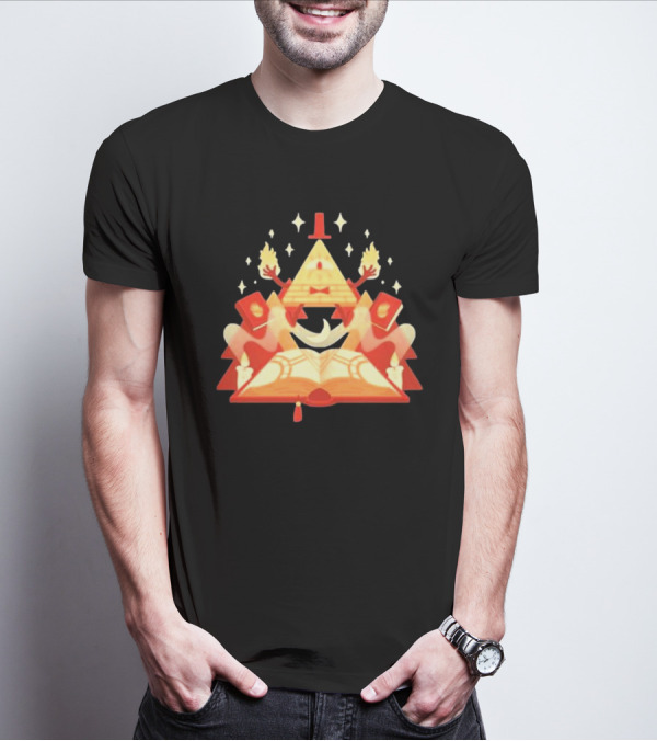 Bill Cipher Reding Book Gravity Falls Mystical Pyramid T-Shirt