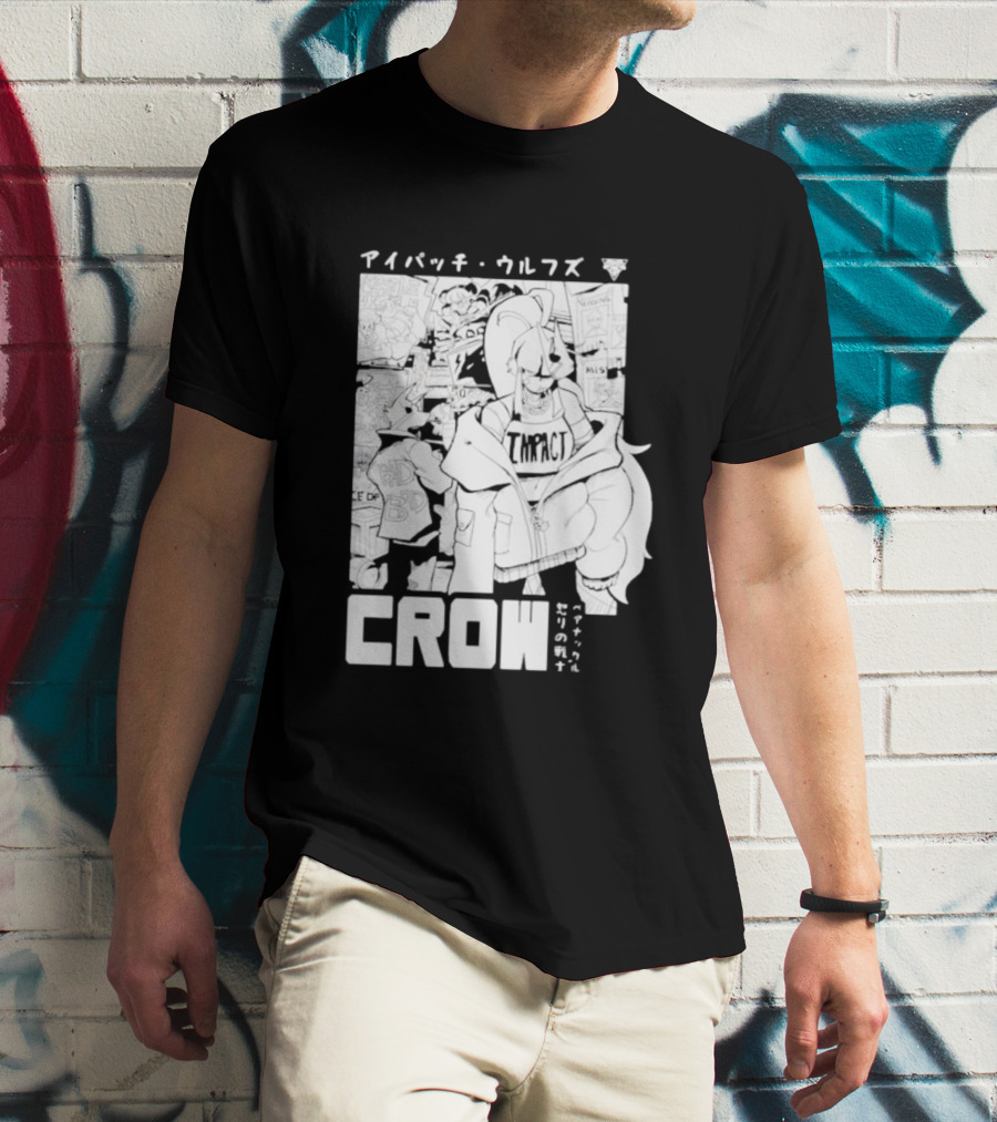 Crow Eyepatch Wolf Manga Style Impact Bad Edgy T-Shirt