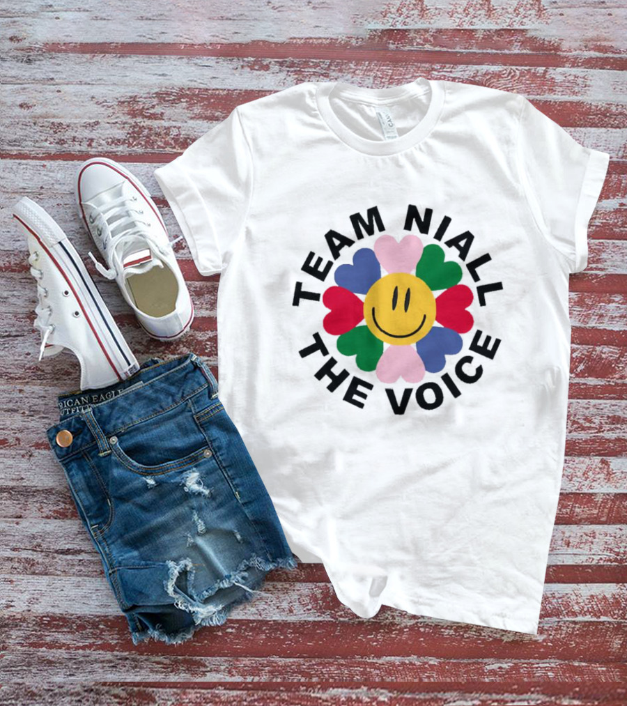Team Niall The Voice Flower Smiley Heart T-Shirt