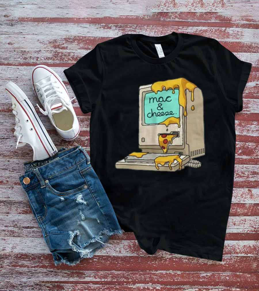 Retro Mac Dripping Cheese Pixels T-Shirt