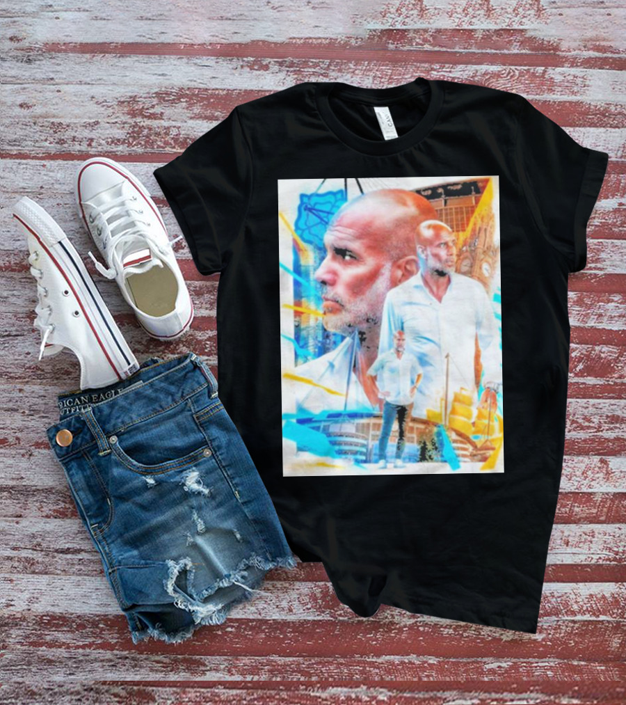 Josep Pep Guardiola New Football Bold Artful Portrait With Vibrant Urban Backdrop T-Shirt