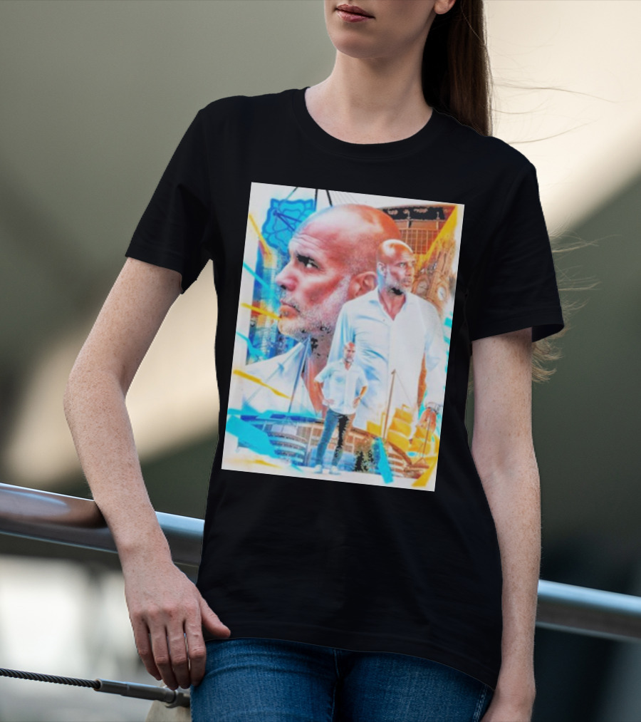 Josep Pep Guardiola New Football Bold Artful Portrait With Vibrant Urban Backdrop T-Shirt