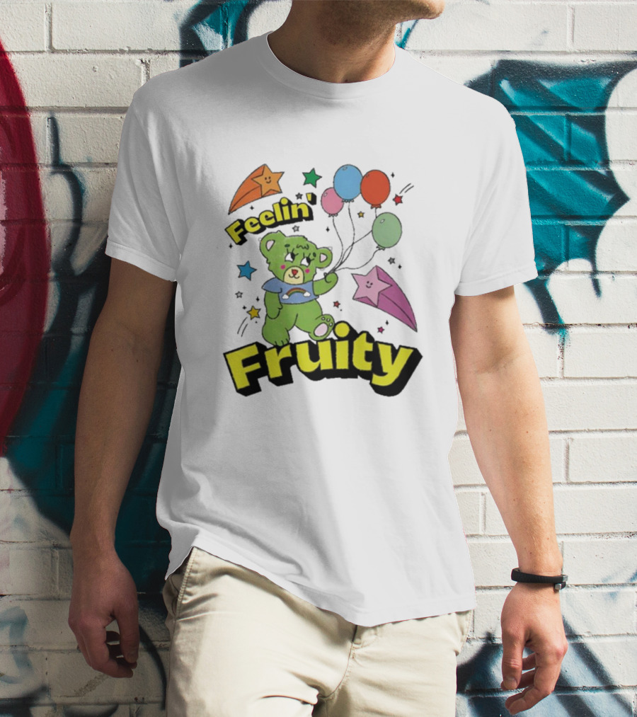 Smile Cult Store Feelin’ Fruity Bear With Balloons And Stars T-Shirt